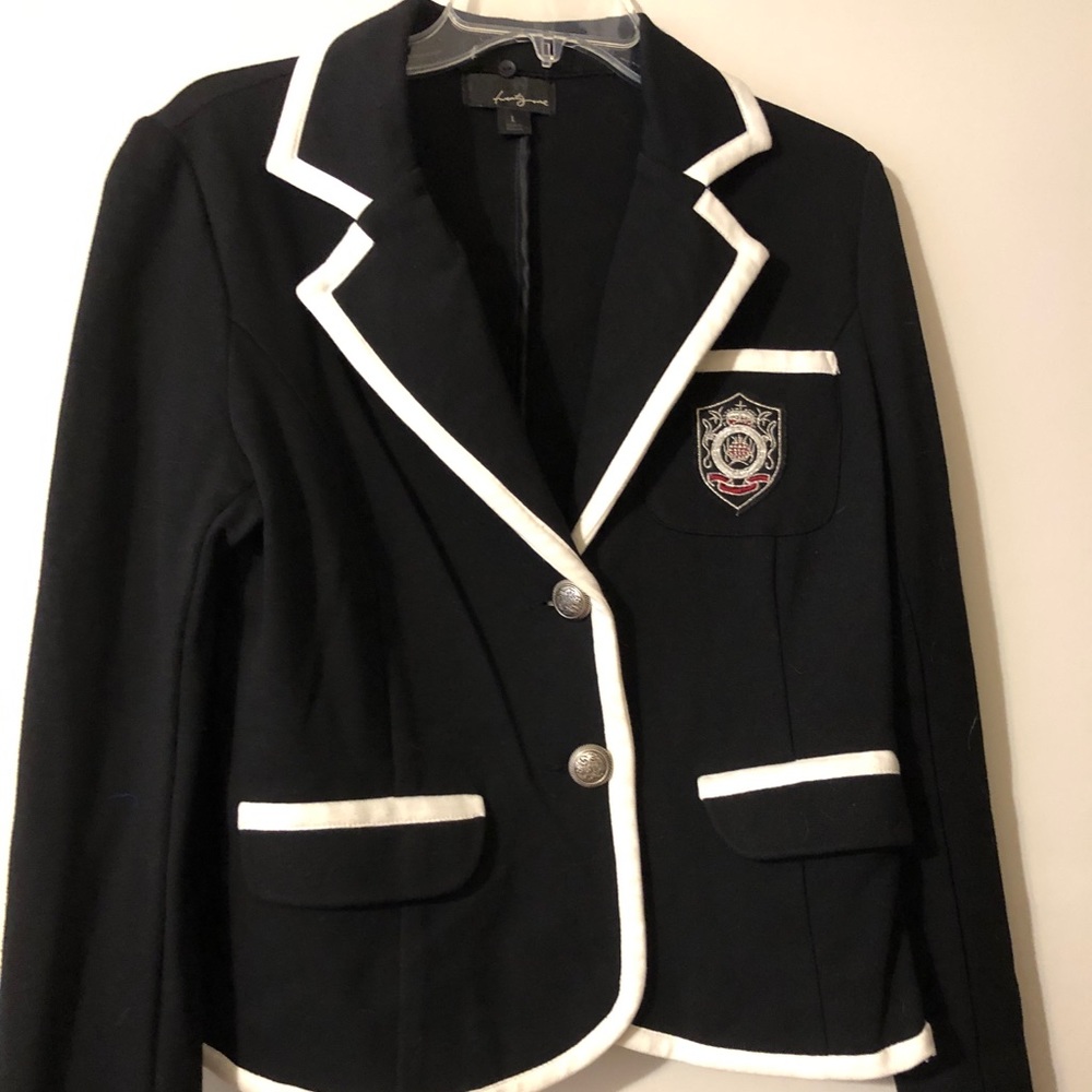 Black Blazer with White Trim - Women's Blazer & Suit Jacket